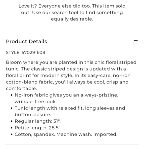 Chico's Cotton Stripe Floral No Iron Long Sleeve Button Front Shirt Size 12/14 - Picture 5 of 10